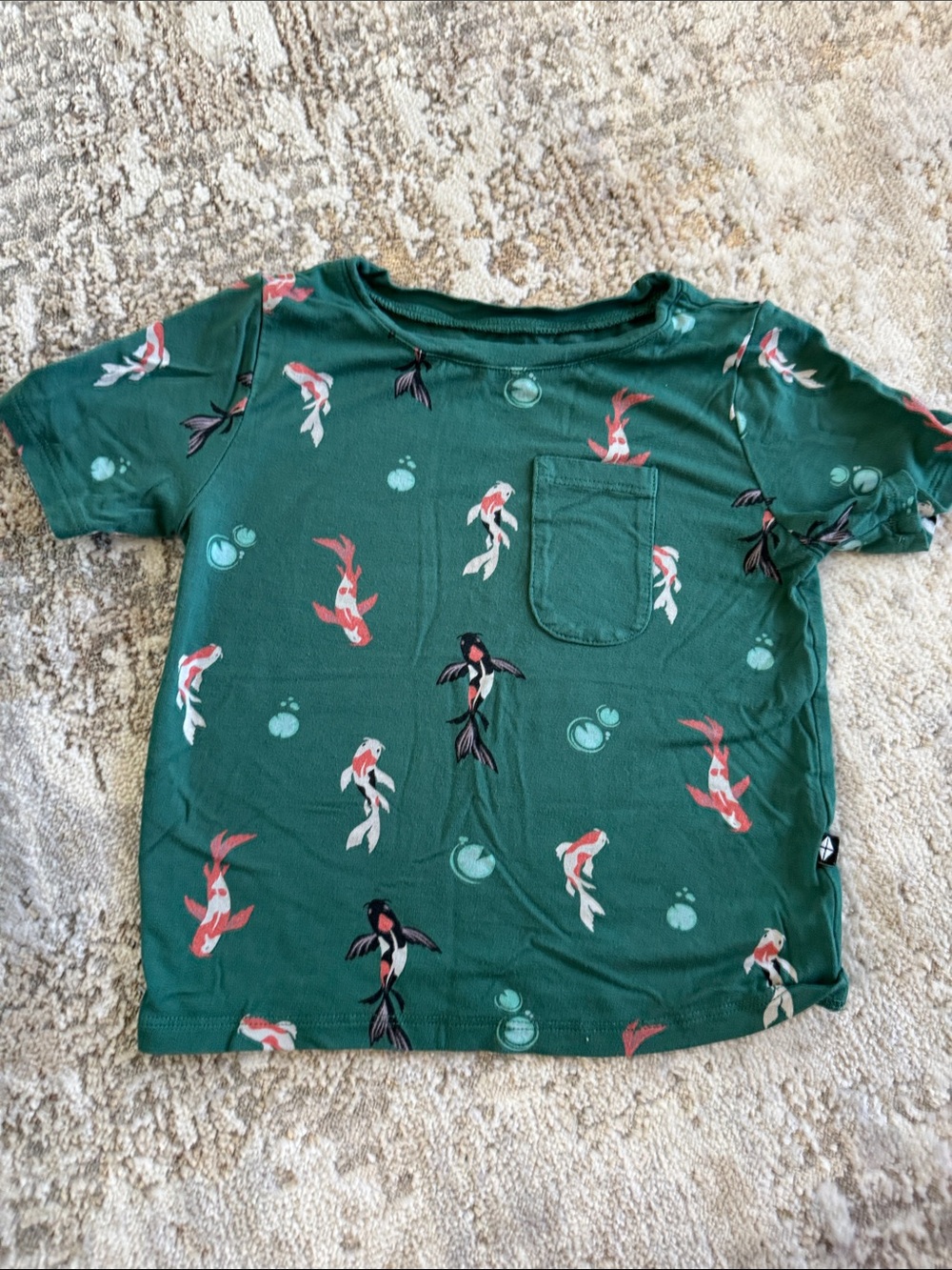 Kyte BABY Green Koi Print Pocket Tee 2T